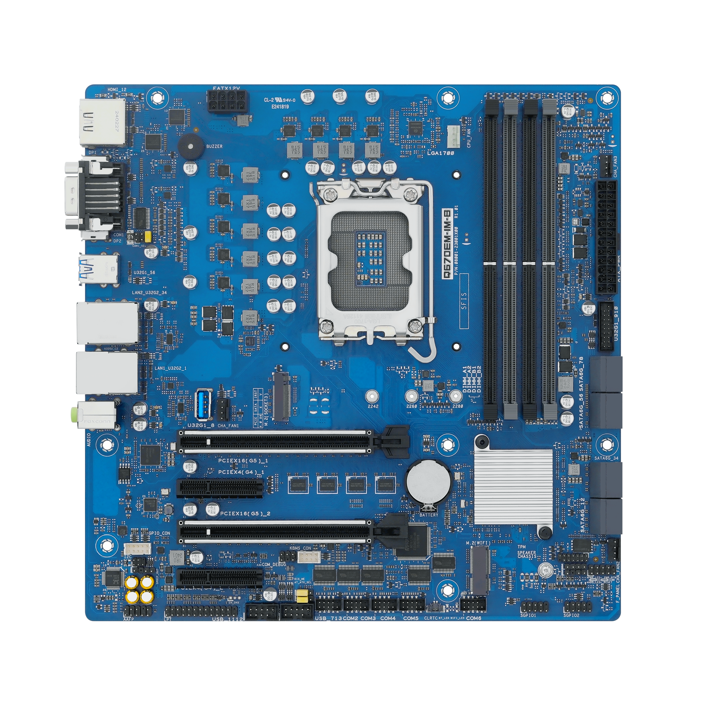 GMB-MQ67010 Industrial Motherboard / Micro-ATX / Intel 14th Gen (Raptor Lake-S + Q670E) / 2x PCIe (x16) / 2x PCIe (x4)